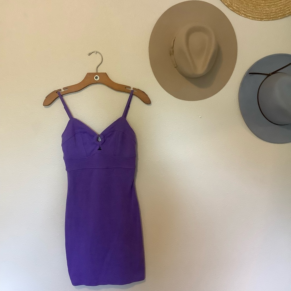 Purple o-ring mini dress